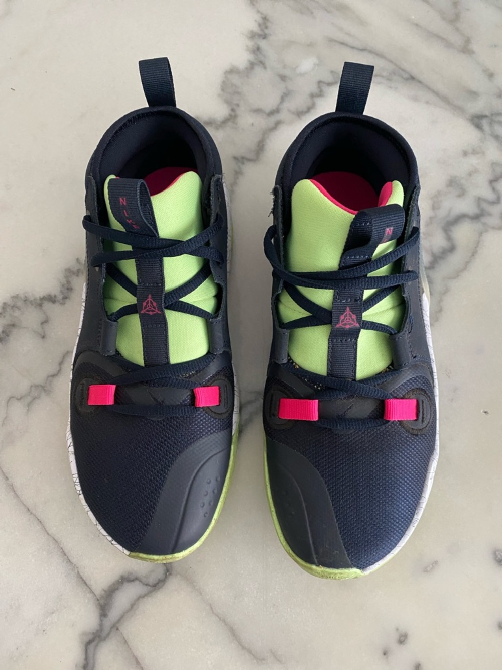 Nike Kids Sneakers in Navy, Lime Green, and Hot Pink